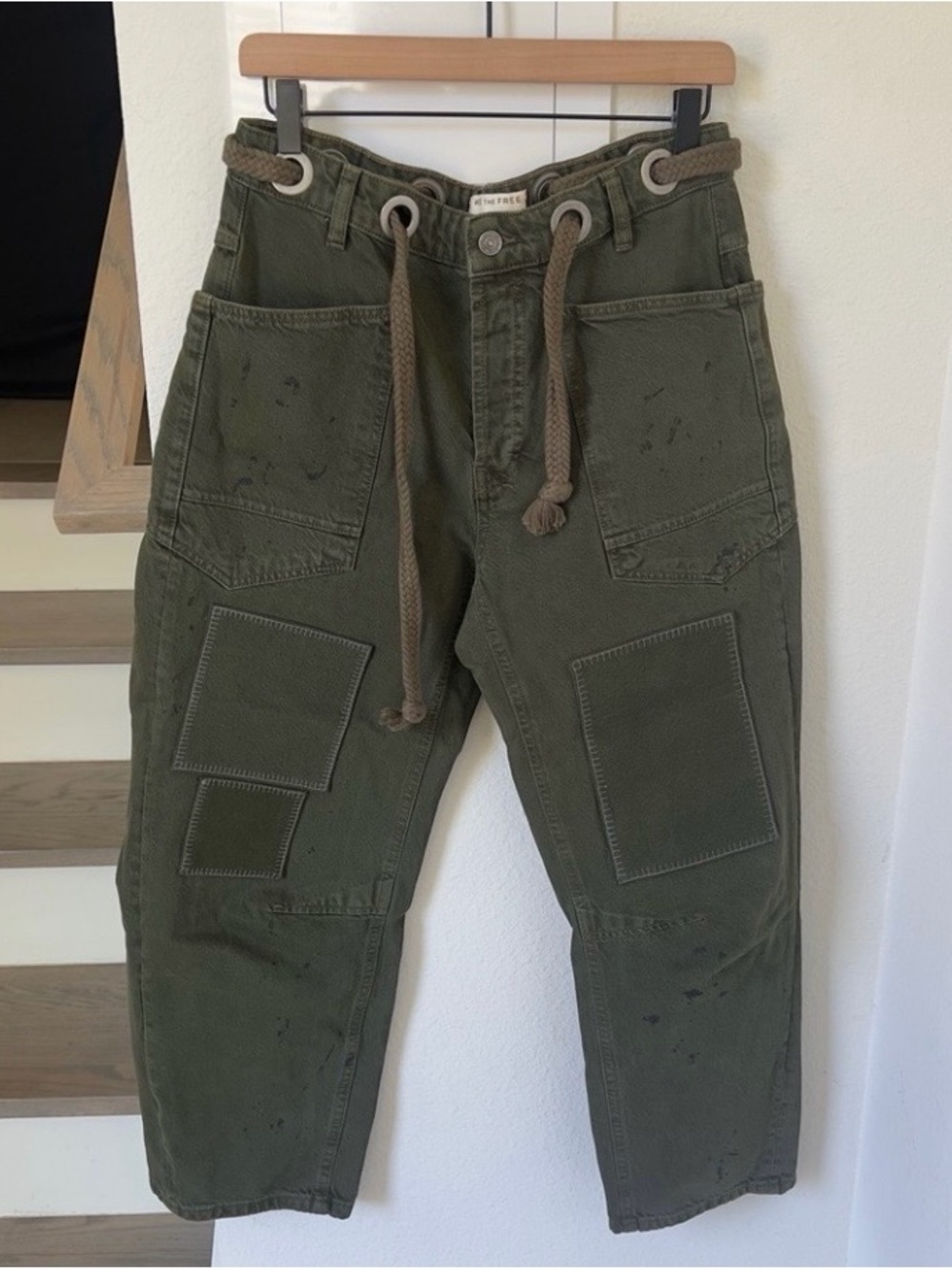 We the free Olive Green Wide-Leg Pull- On Utility Pants NWOT - Picture 4 of 9